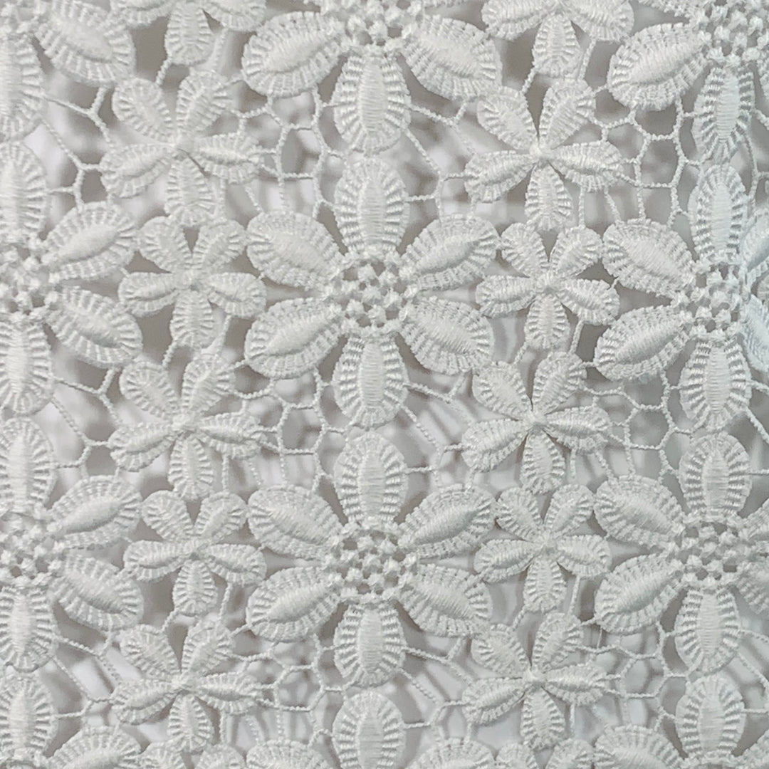 SELF-PORTRAIT Size 6 White Polyester Cotton Floral Crochet Ruffle Blouse