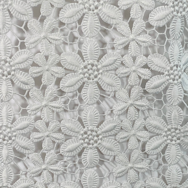 SELF-PORTRAIT Size 6 White Polyester Cotton Floral Crochet Ruffle Blouse