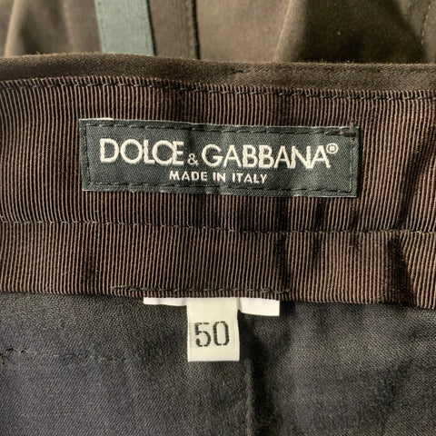 DOLCE & GABBANA Size 36 Brown Green Stripe Taped Casual Pants