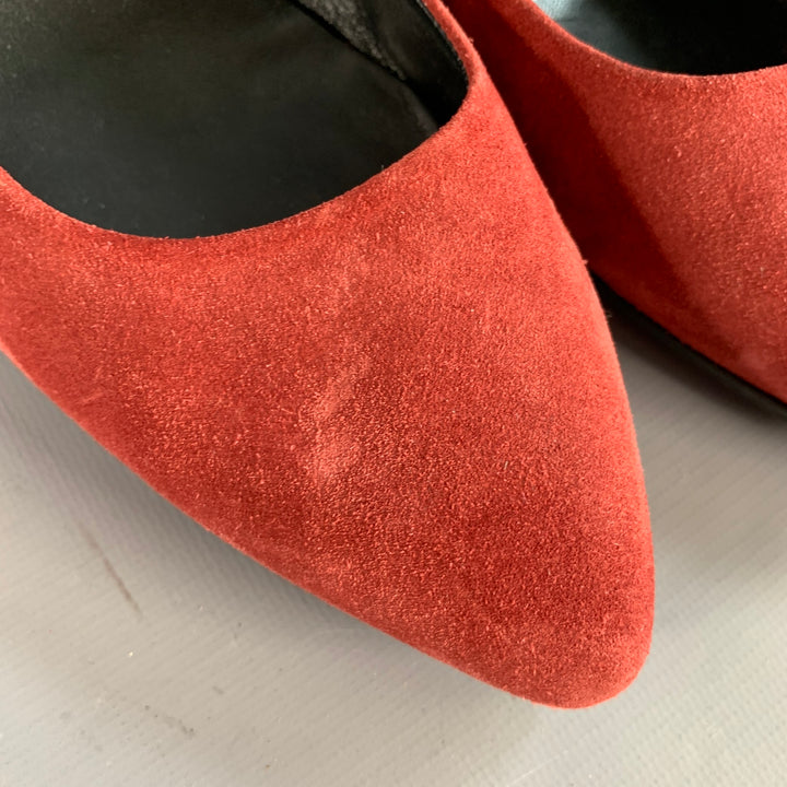 TOD'S Size 10 Burgundy Suede Wedge Pointed Toe Pumps