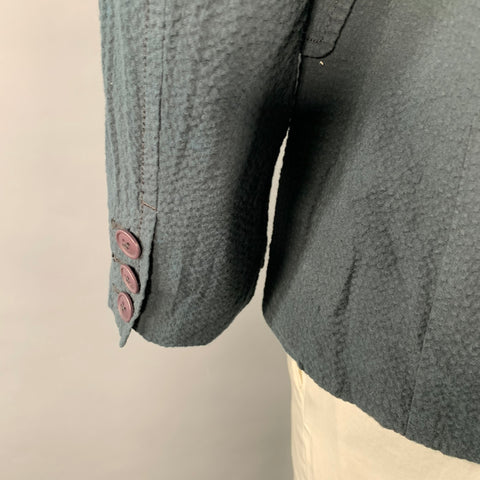 ROGUES GALLERY Size L Black Seersucker Cotton Notch Lapel Jacket