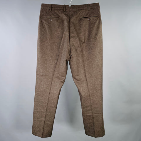 INCOTEX Size 32 Brown Wool Flat Front Dress Pants