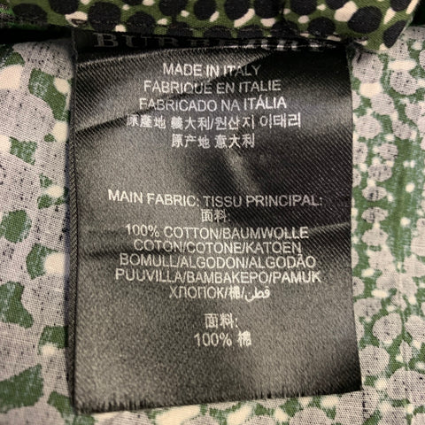 BURBERRY PRORSUM Size S Green Black Geometric Graphic Cotton Long Sleeve Shirt