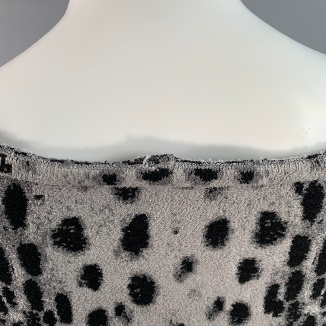 ALAIA Size 8 Grey Black Viscose Blend Animal Print Sweater