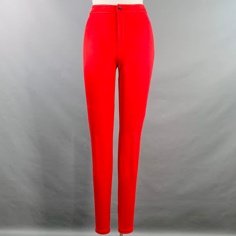 SAINT LAURENT Size 10 Red Viscose Blend Tapered Dress Pants