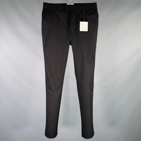 L'ESTRANGE Size M Black Cotton Blend Elastic Waistband Casual Pants