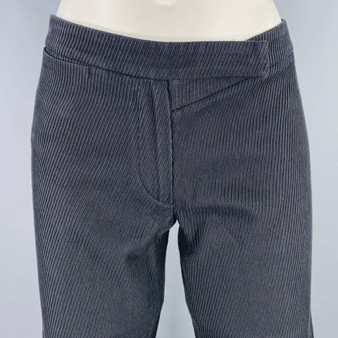 ANN DEMEULEMEESTER Size 6 Black Cotton Textured Flat Front Casual Pants