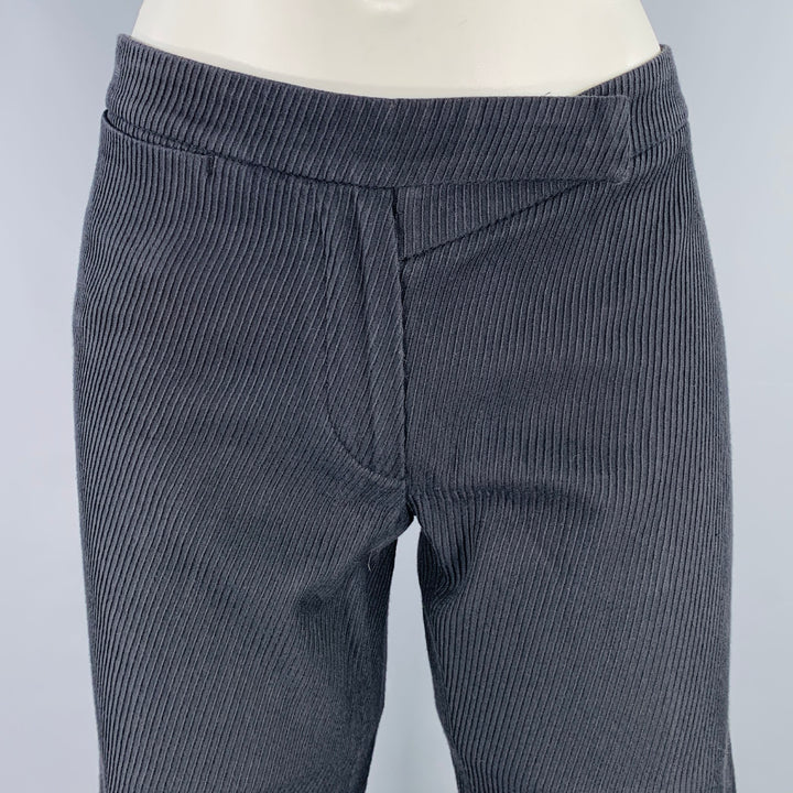 ANN DEMEULEMEESTER Size 6 Black Cotton Textured Flat Front Casual Pants