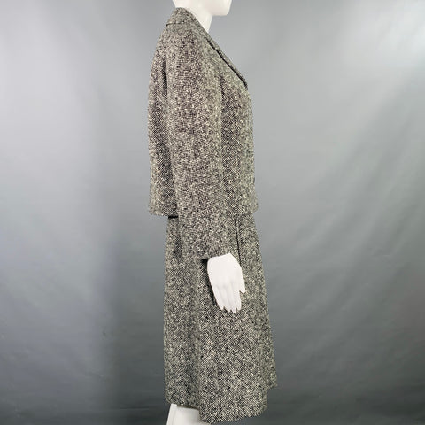 MICHAEL KORS COLLECTION Size 8 Black White Wool Blend Tweed Dress Jacket Set