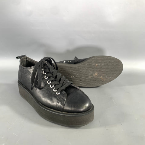 COMME des GARCONS Size 7 Black Leather Platform Sneakers
