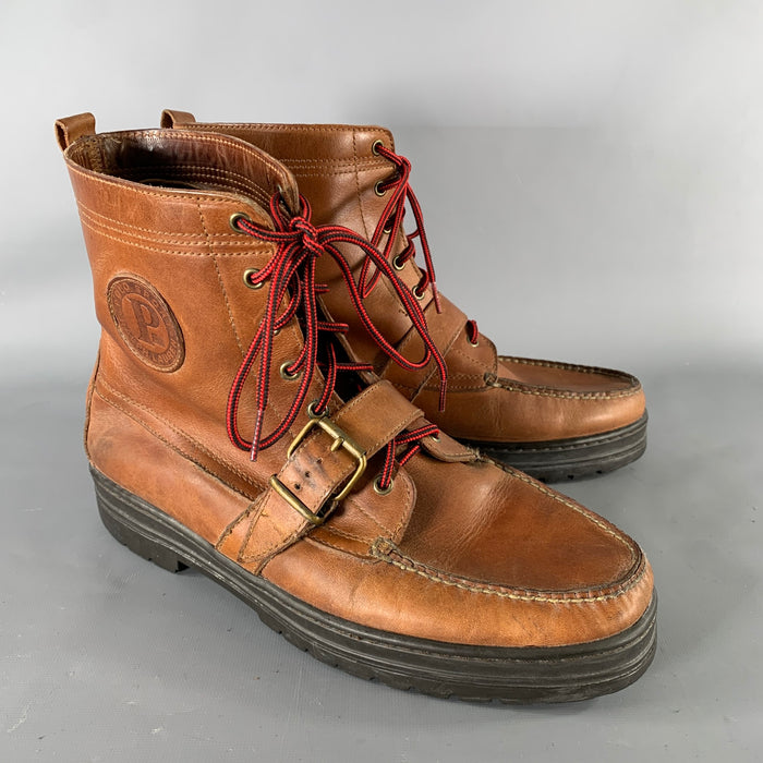 RALPH LAUREN Size 13 Brown Red Leather Boots