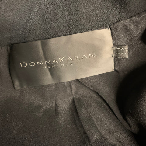 DONNA KARAN Size L Black Wool Blend Mixed Fabrics Double Breasted Coat