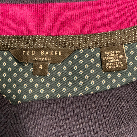 TED BAKER Jersey con cuello en V y mezcla de lana de punto azul marino talla M