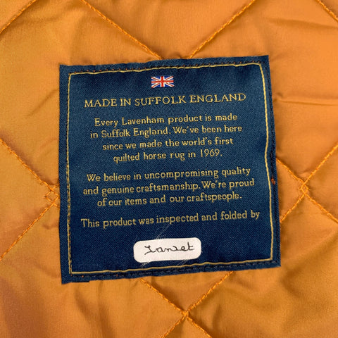 LAVENHAM Size 42 Thornham Tan Quilted Polyester Snaps Vest