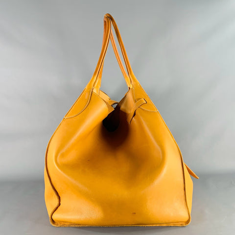 CELINE Fall 2017 Cabas Phantom Yellow Mustard Leather Oversized Tote Handbag