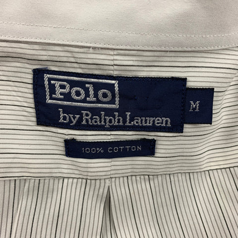 POLO by RALPH LAUREN Size M White Black Stripe Cotton Long Sleeve Shirt