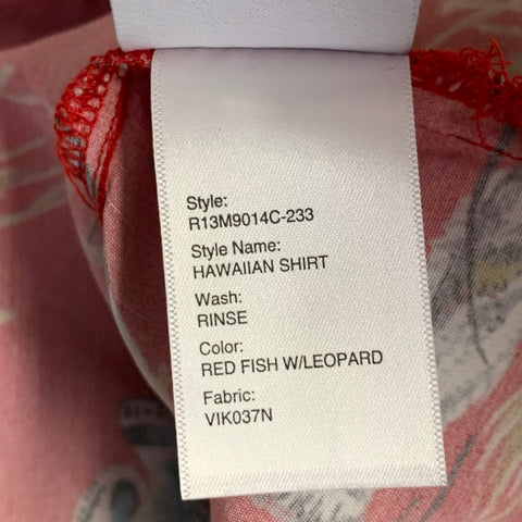 R13 SS19 Size XS Red Multi Color Hawaiian Viscose Camp Short Sleeve Shirt