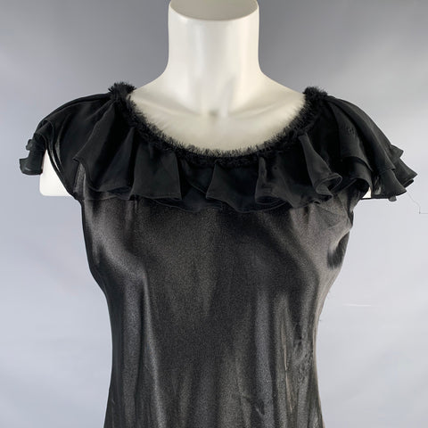 OSCAR DE LA RENTA Size S Black Polyester Mixed Fabrics Butterfly Sleeve Dress