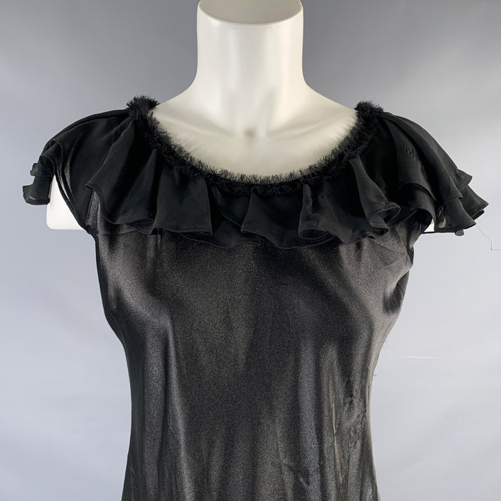 OSCAR DE LA RENTA Size S Black Polyester Mixed Fabrics Butterfly Sleeve Dress