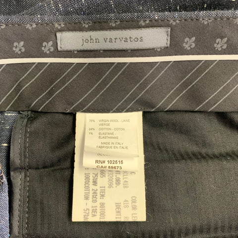 JOHN VARVATOS Size 40 Navy White Virgin Wool Blend Suit