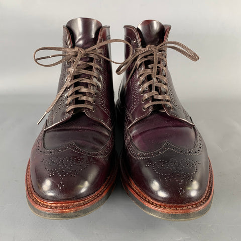 ALDEN Size 11.5 Burgundy Wingtip Leather Ankle Boots