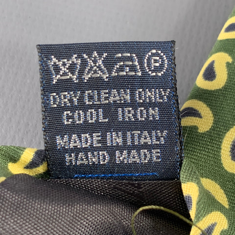 FACONNABLE Green Yellow Paisley Dots Silk Tie