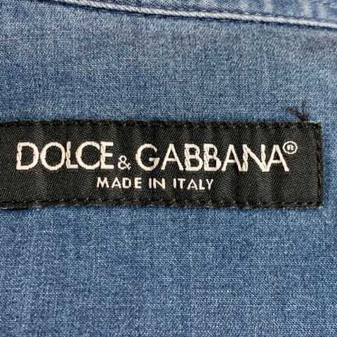 DOLCE & GABBANA Size 4 Blue Chambray Washed Snaps Western Shirt