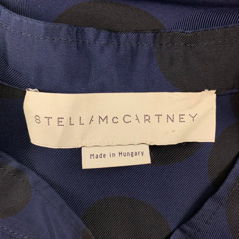 STELLA McCARTNEY Size 6 Navy Black Rayon Silk Polka Dot Casual Top