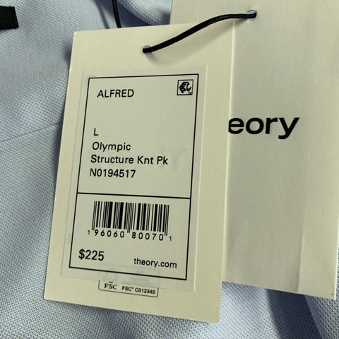 THEORY Size L Light Blue Knit Cotton Blend Button Down Long Sleeve Shirt
