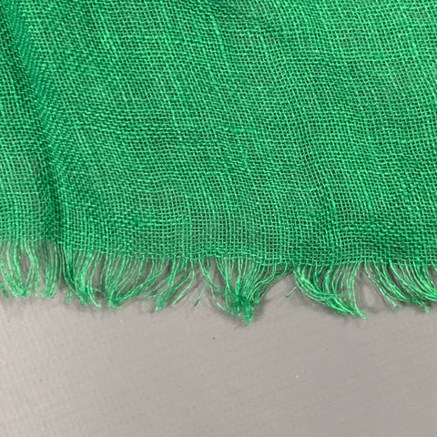 PAUL SMITH Green Woven Linen Fringe Scarf