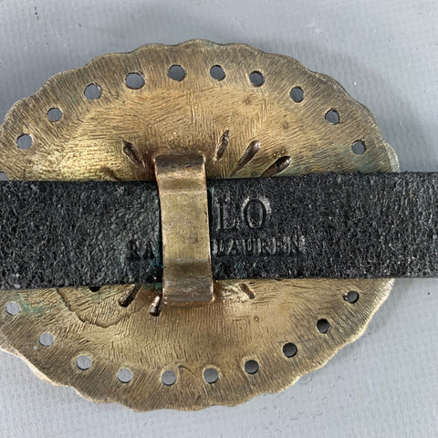 POLO by RALPH LAUREN Size L Black Silver Leather Metal Concho Belt