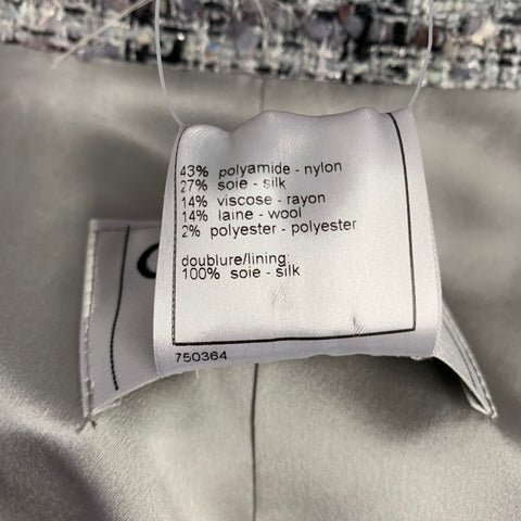 CHANEL FW2005 Size 4 Purple Grey Silk Blend Open Front Jacket