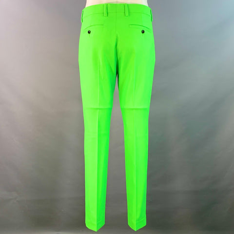 AMI by ALEXANDRE MATTIUSSI Size 36 Neon Green Wool Blend Twill Notch Lapel Suit