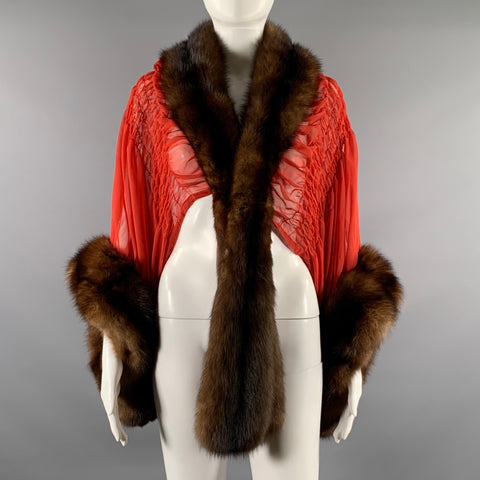 CURTIS STEWART Mink Ruched Silk Chiffon Jacket
