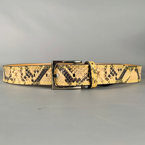 DONALD J PLINER Size 38 Beige Brown Animal Print Faux Leather Belt
