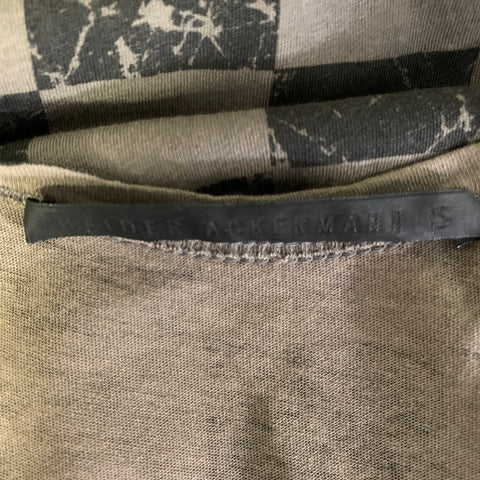 HAIDER ACKERMANN Size S Black Olive Checkered Tank Top