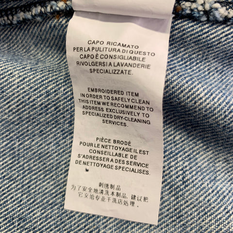 DOLCE & GABBANA Size XS Blue Multi-Color Cotton Feathers Denim Jacket