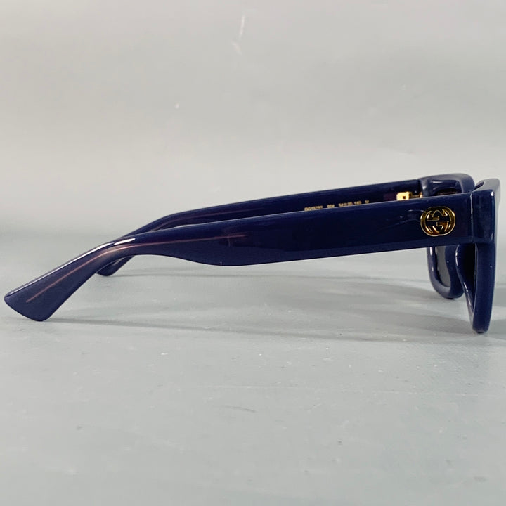GUCCI Blue Gold Monogram Acetate Square Sunglasses
