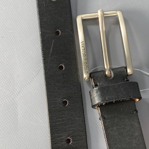 VIKTOR & ROLF Size 34 Silver Black Metal Leather Belt