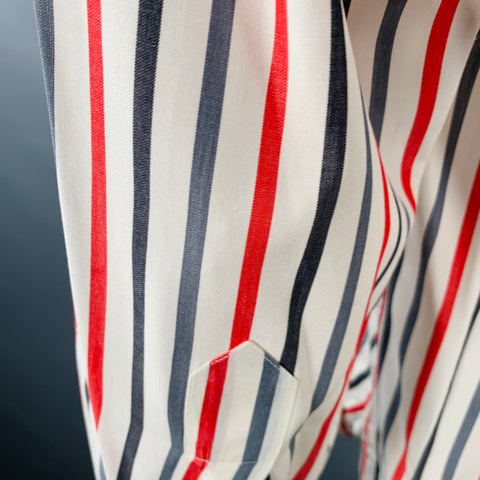 TURNBULL & ASSER Vintage Size L White Blue Red Stripe Cotton Long Sleeve Shirt