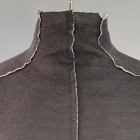 THOM KROM Size XL Black White Cotton Blend Raw Edge Reverse Seam Turtleneck Pullover