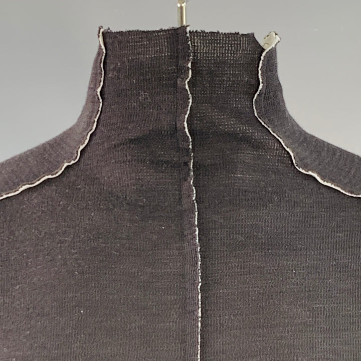 THOM KROM Size XL Black White Cotton Blend Raw Edge Reverse Seam Turtleneck Pullover