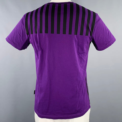 VERSACE JEANS Size L Purple Black Print Crew Neck T-shirt
