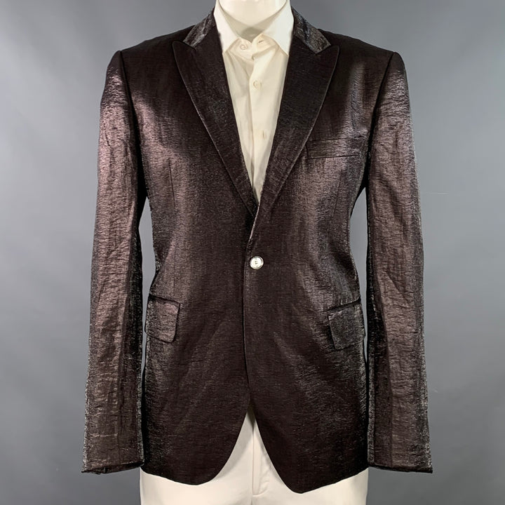 JOHN RICHMOND Size 42 Brown Metallic Linen Blend Sport Coat