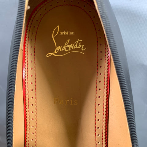 CHRISTIAN LOUBOUTIN Size 12 Black Red Solid Leather Flat Loafers