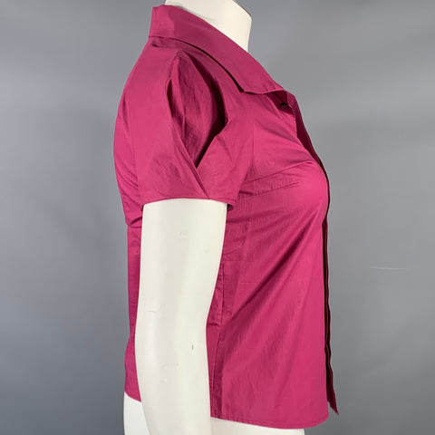 VELITA Size L Pink Fuchsia Hidden Buttons Blouse