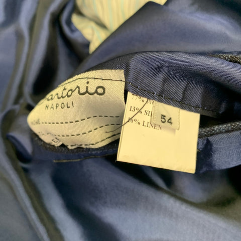 Veste de sport SARTORIO taille 44 en laine, soie et lin à carreaux bleu et noir