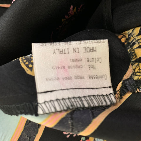 ROBERTO CAVALLI Size L Black Multi-Color Skirt Suit