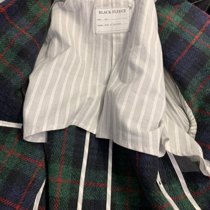 BLACK FLEECE Size 42 Regular Green Blue Red Plaid Wool Notch Lapel Sport Coat