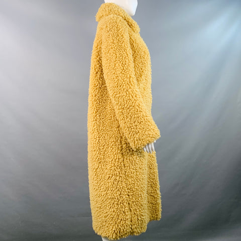 STAND STUDIO Taille XS Leah Manteau Teddy Beige en Polyester Fausse Fourrure à Boutons Pression
